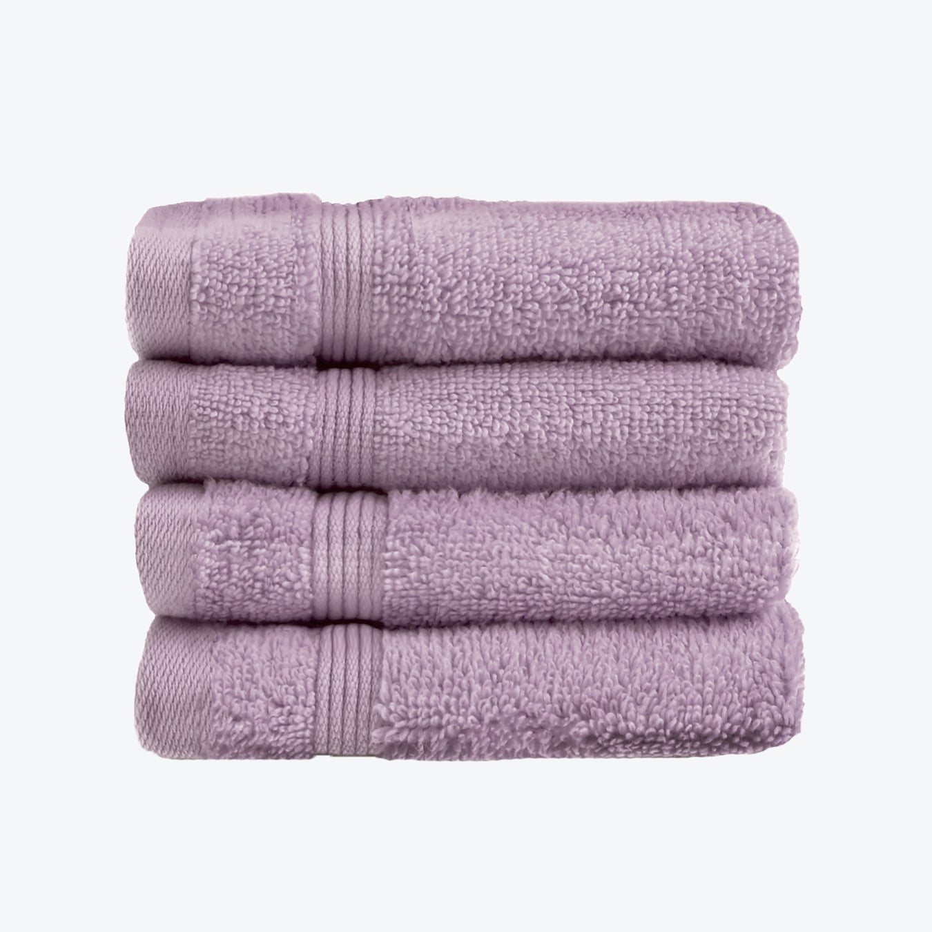Heather Lilac Egyptian Towels 4pk Face Cloths Set- Premium Zero Twist Cotton Flannels