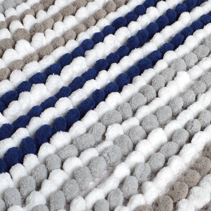 Navy and Grey Chunky Bobble Square Bath Mat - Shower Mat Close Up