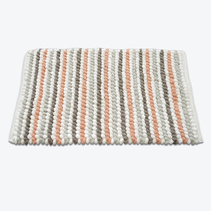 striped chunky bobble bath mat blush pink