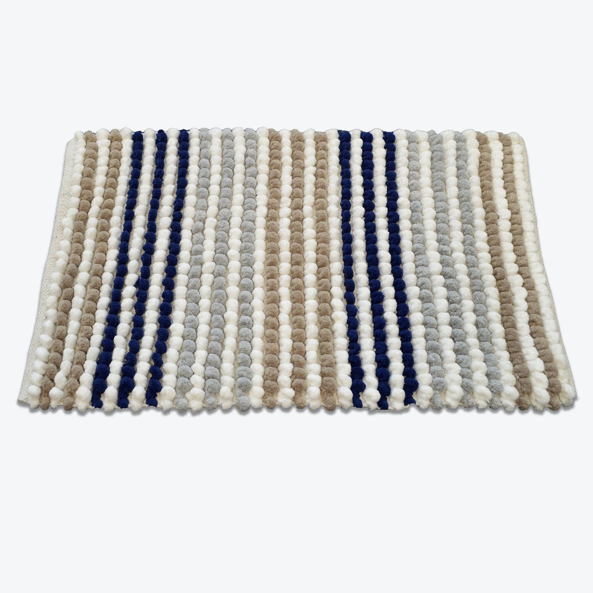 striped chunky bobble bath mat navy blue