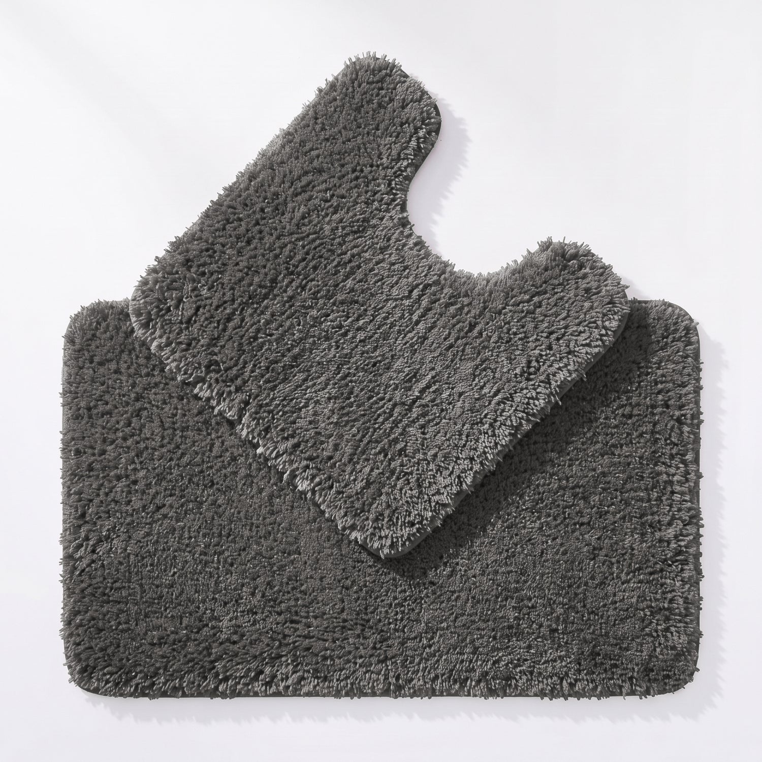 Dark grey Microfibre bathroom mat set. Two piece bath mat and pedestal set.