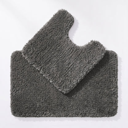 Dark grey Microfibre bathroom mat set. Two piece bath mat and pedestal set.