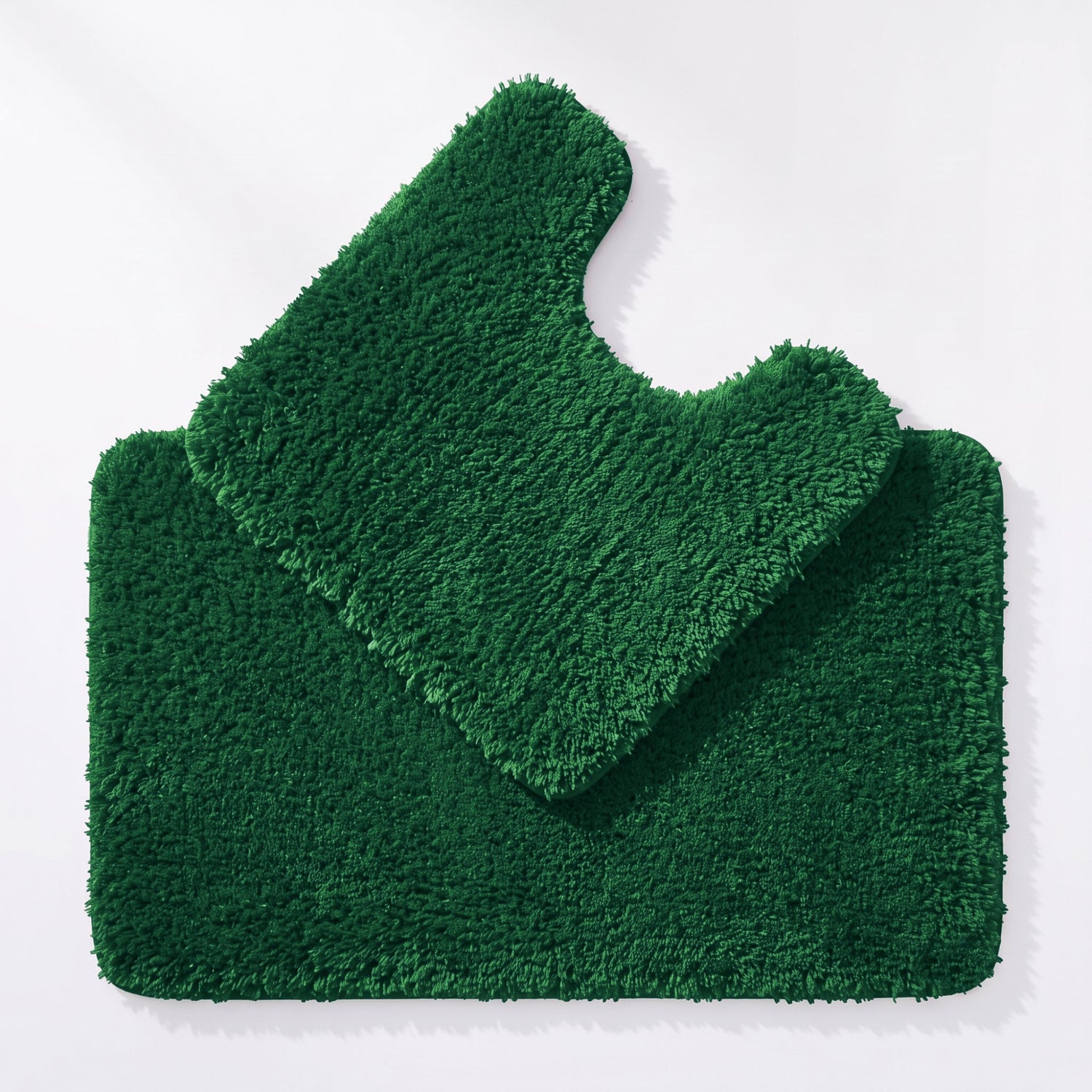 Green Bath Mat and Pedestal Set - 2pc Bathroom Mats Microfibre