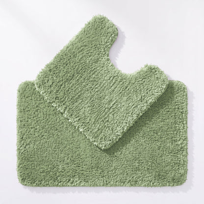 Sage green Bath Mat and Pedestal Set - 2pc Bathroom Mats Microfibre