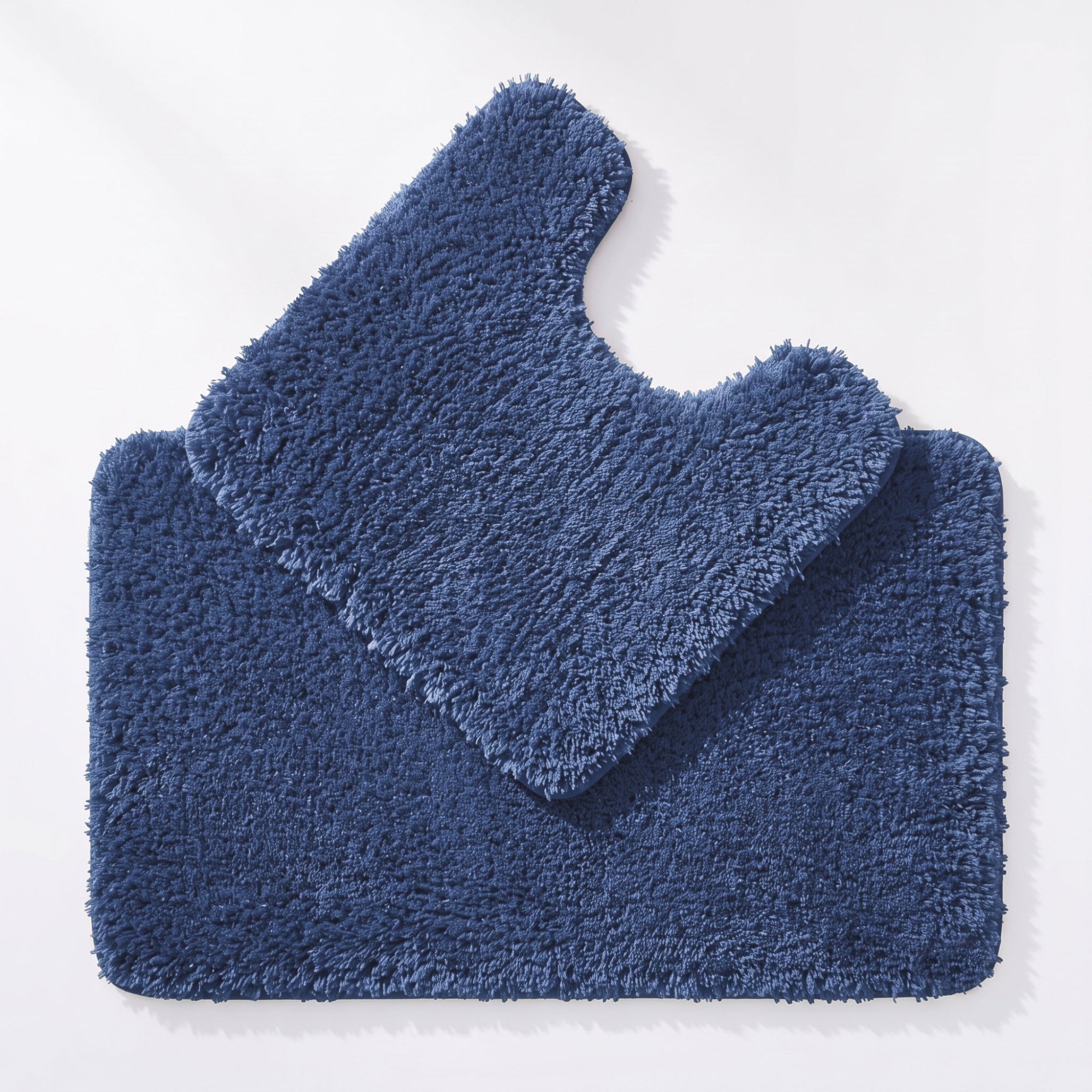 Deep Blue  Bath Mat and Pedestal Set - 2pc Bathroom Mats Microfibre