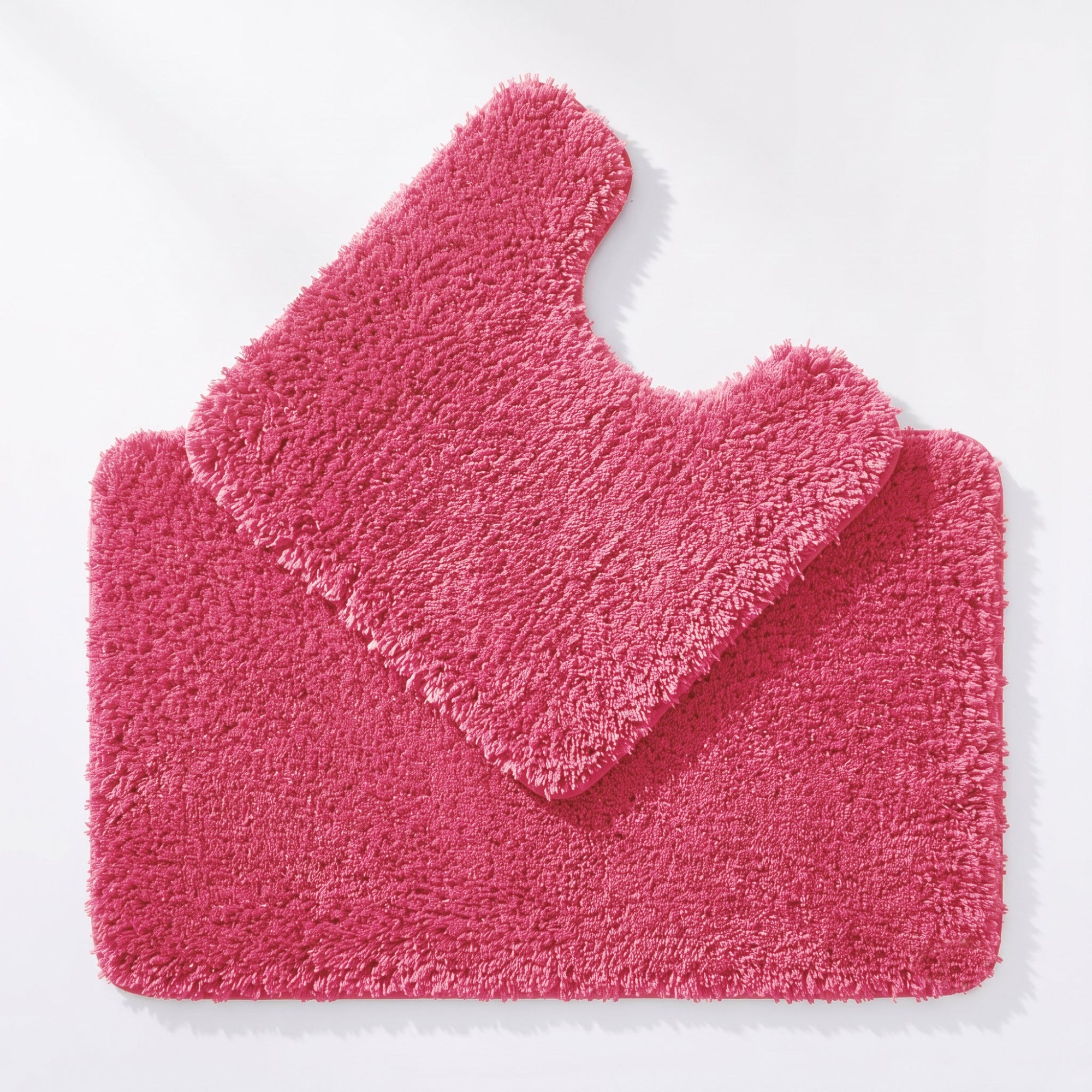 Rose Pink Bath Mat and Pedestal Set - 2pc Bathroom Mats Microfibre