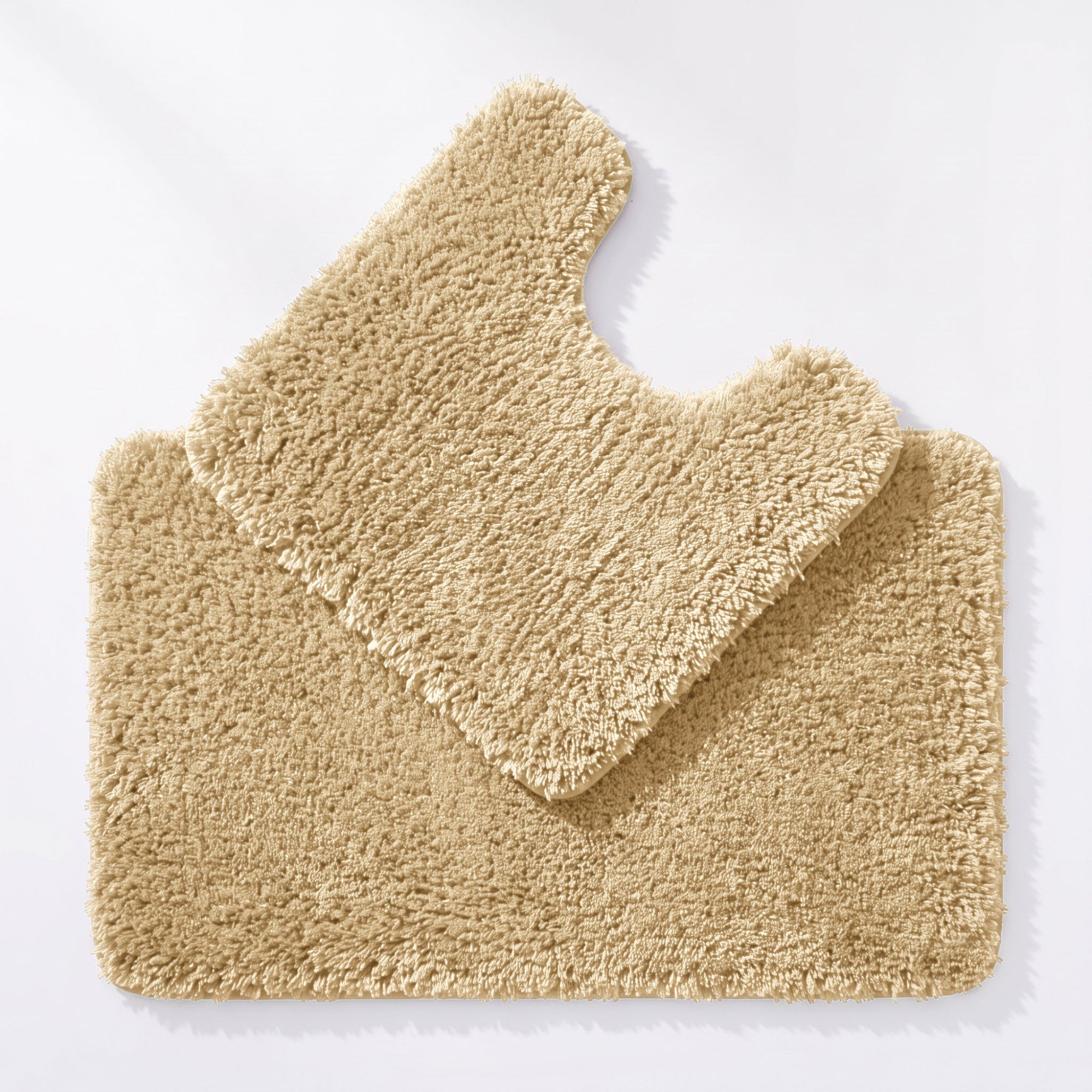 beige two piece bath mat and pedestal set, non slip