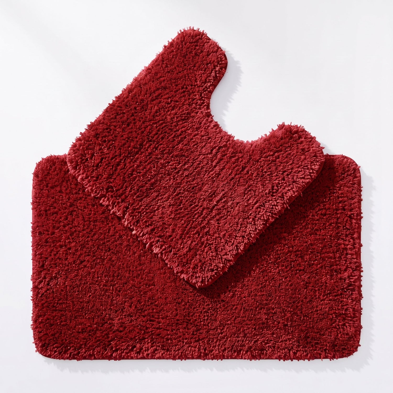 Wine red Bath Mat and Pedestal Set - 2pc Bathroom Mats Microfibre