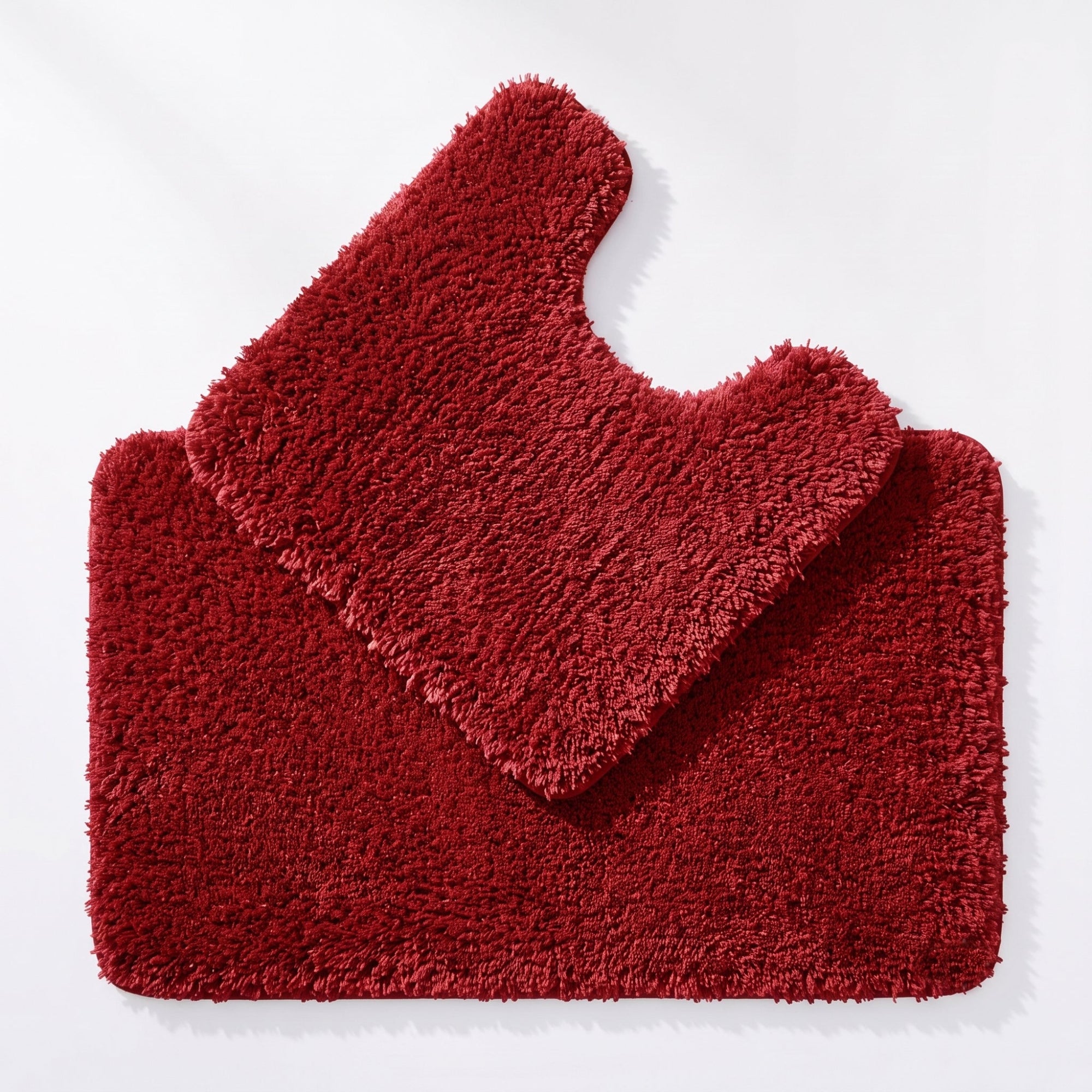 Wine red Bath Mat and Pedestal Set - 2pc Bathroom Mats Microfibre