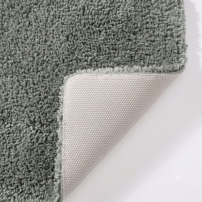 Charcoal grey non slip toilet pedestal mat with shaggy pile- 100% microfibre.