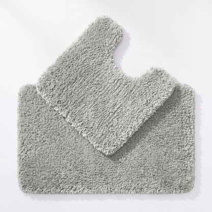 Light grey Microfibre bathroom mat set. Two piece bath mat and pedestal set.