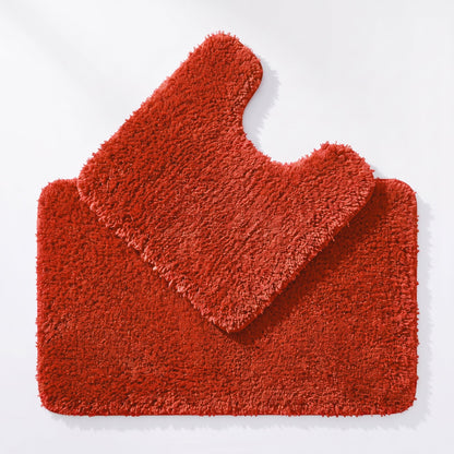 Terracotta  Bath Mat and Pedestal Set - 2pc Bathroom Mats Microfibre