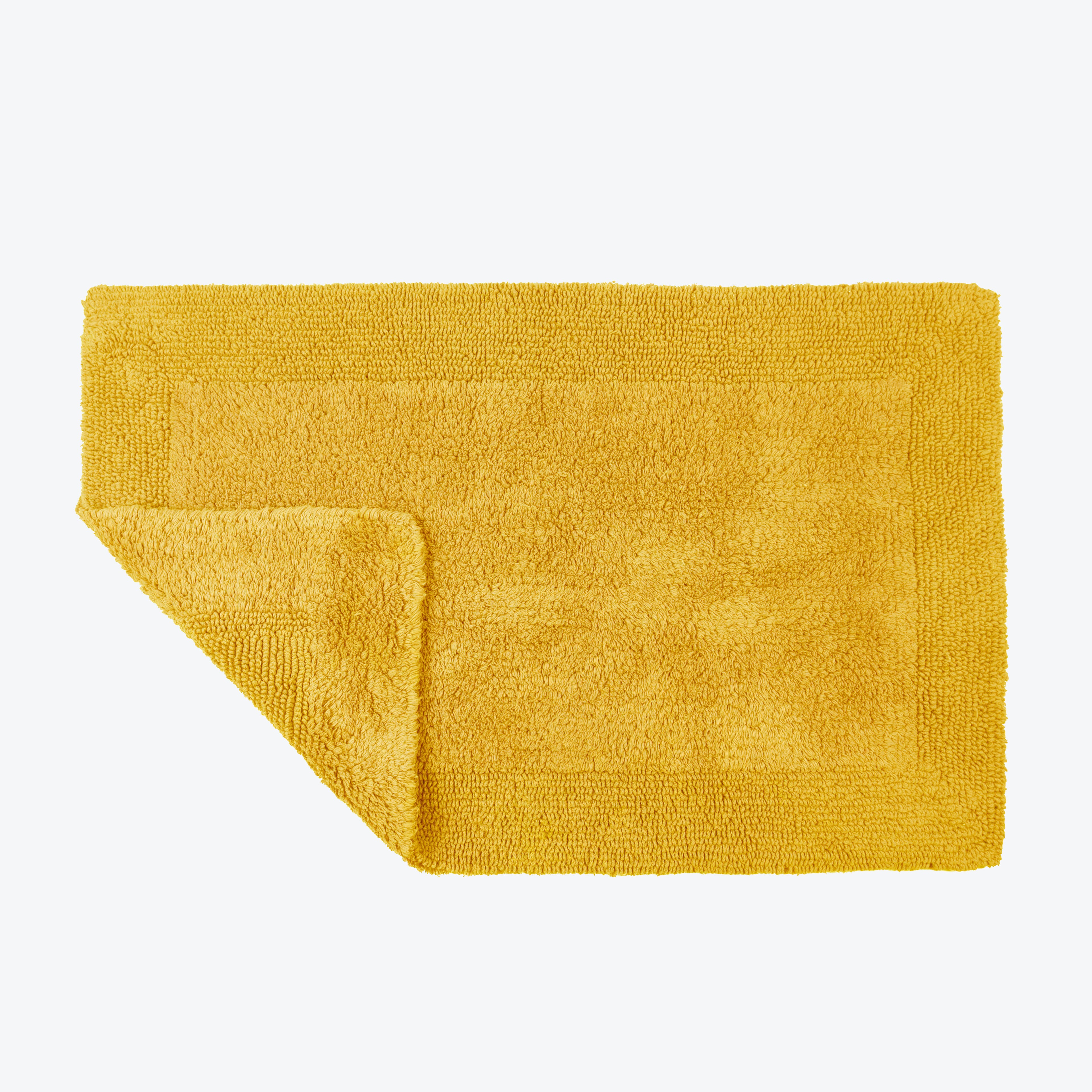 Mustard Reversible Cotton Large Bath Mat - Luxury Thick Bathmat