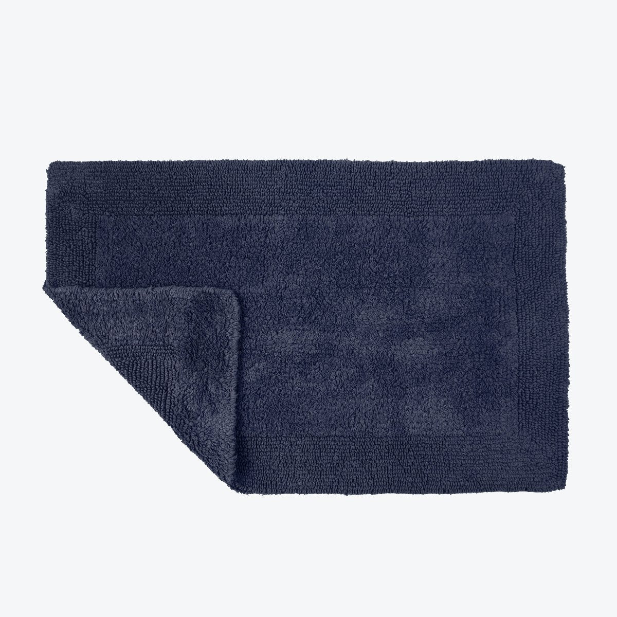 Navy blue Reversible Cotton Large Bath Mat - Luxury Thick Bathmat