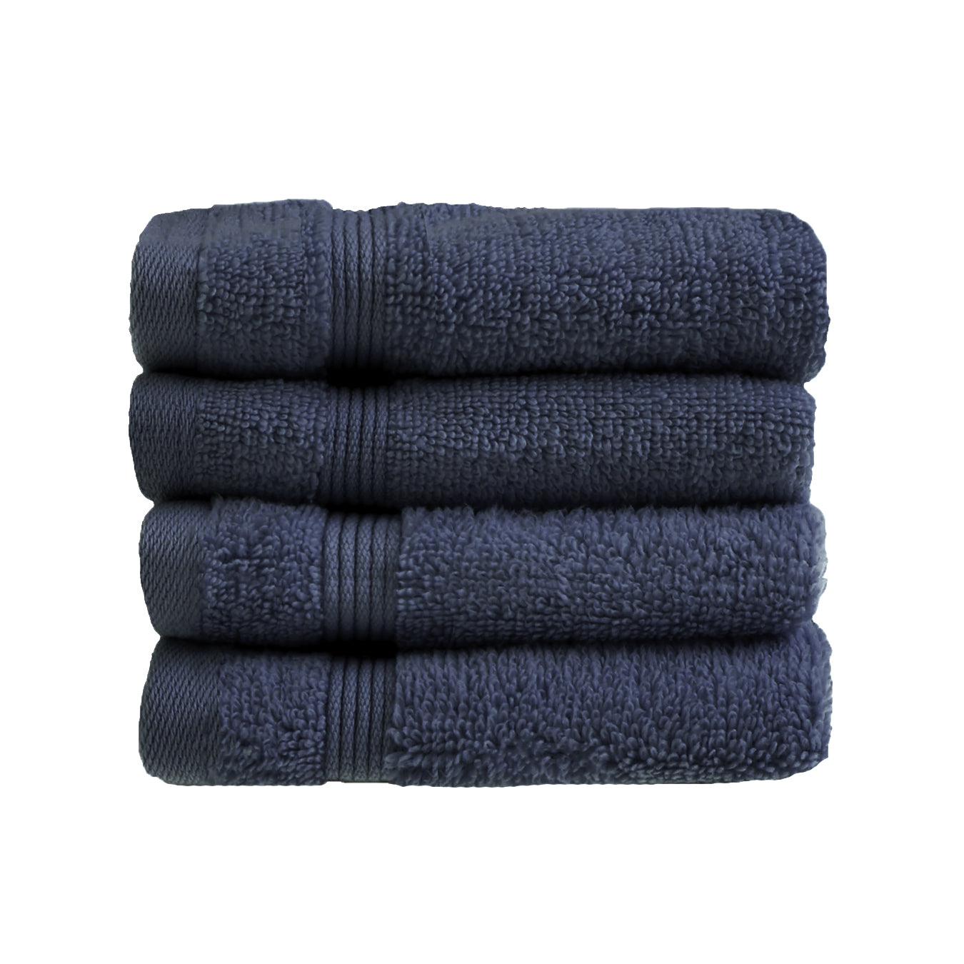 Navy Blue Egyptian Towels 4pk Face Cloths Set- Premium Zero Twist Cotton Flannels