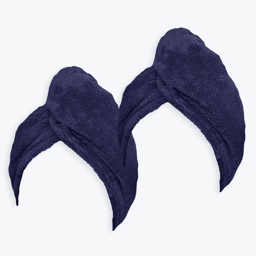 2pk Navy Blue Cotton Hair Wraps
