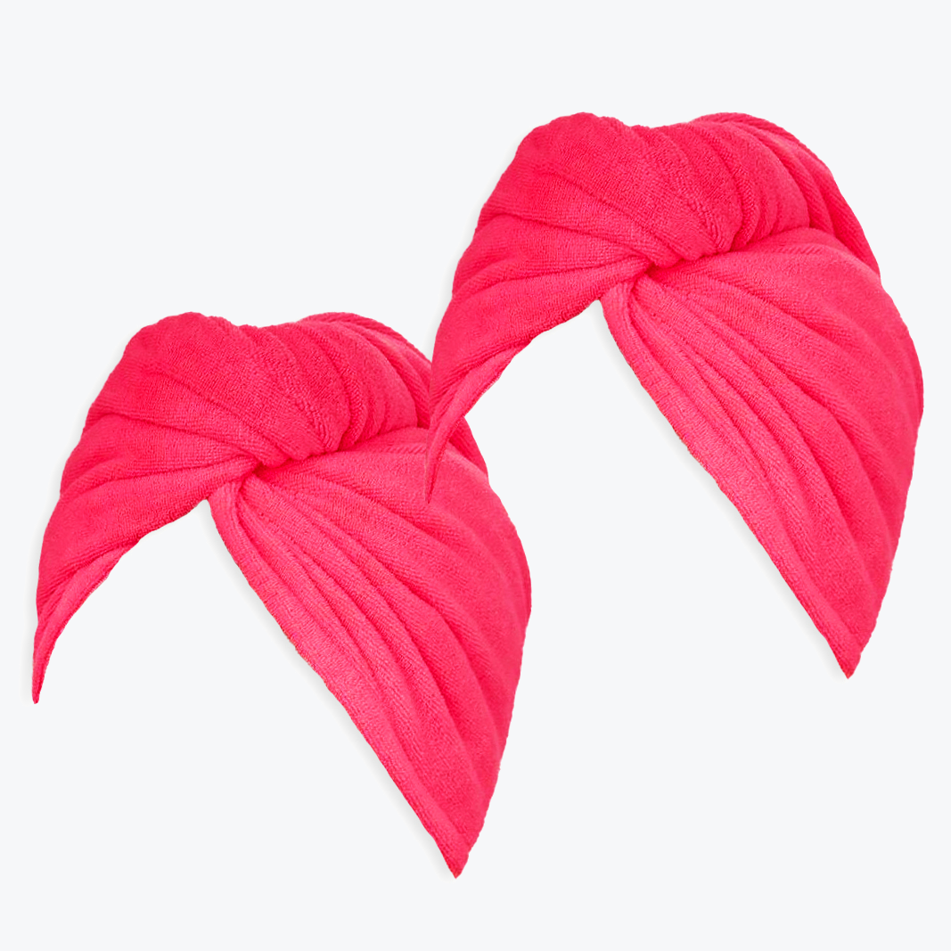 2pk Hot Pink Cotton Hair Wraps