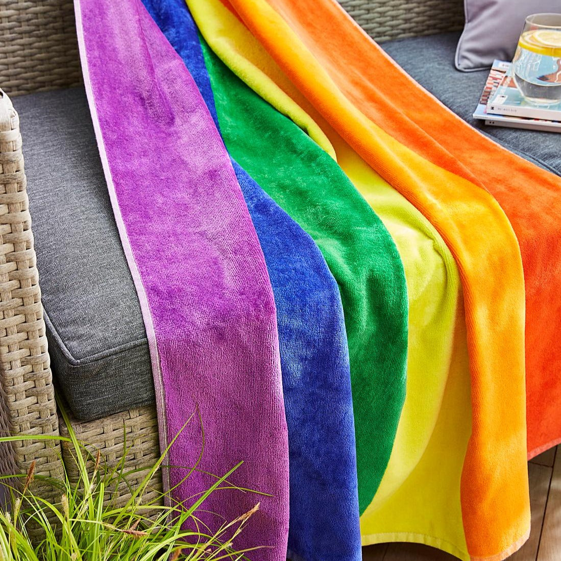 Cabana Stripe Large Beach Towel - Colourful Rainbow