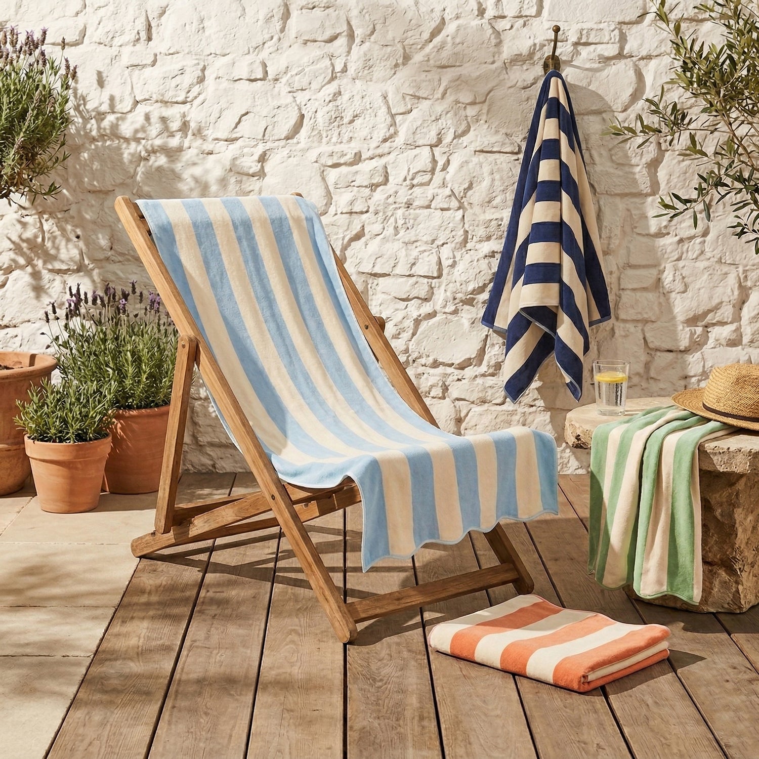 Large Scalloped Striped Beach Towel
