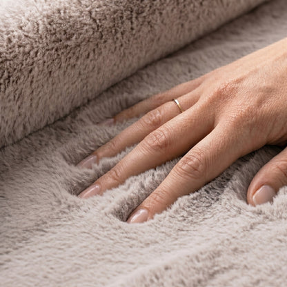 close up of softie rug pile blush pink