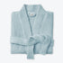 Baby blue dressing gown with waffle texture, unisex fit bathrobe.