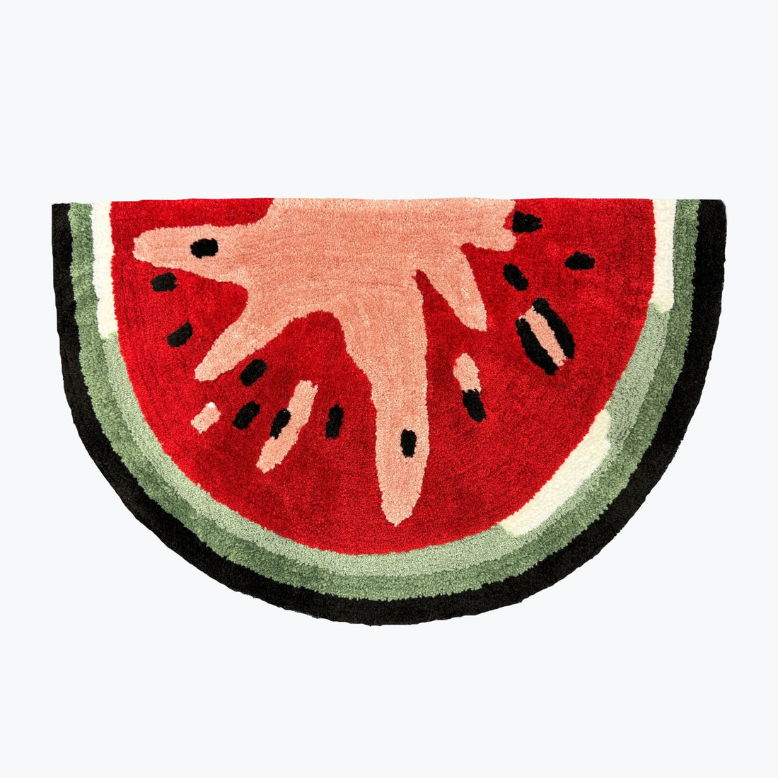 Semi circle rounded bath mat, in fruit watermelon design