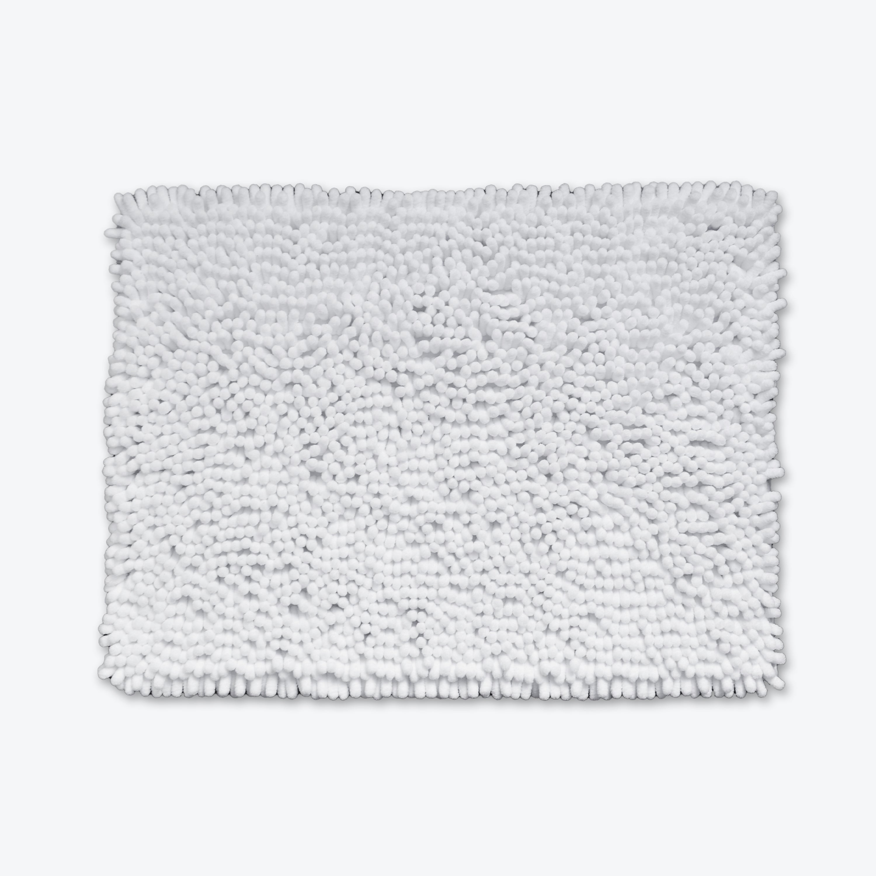 White chunky bobble bath mat, made from super plush chenille