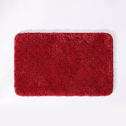 Wine red bath mat with non slip backing - super soft and luxurious bathroom rugs.