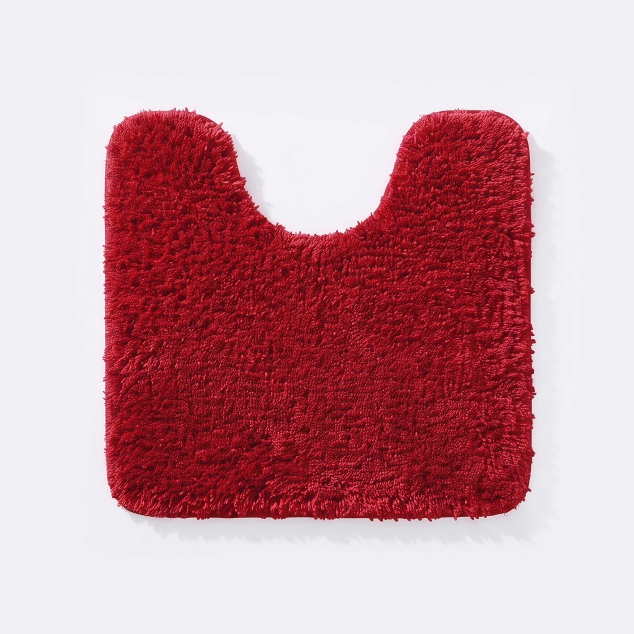 Wine red non slip pedestal mat for the toilet or sink basin, plush shaggy microfibre pile.