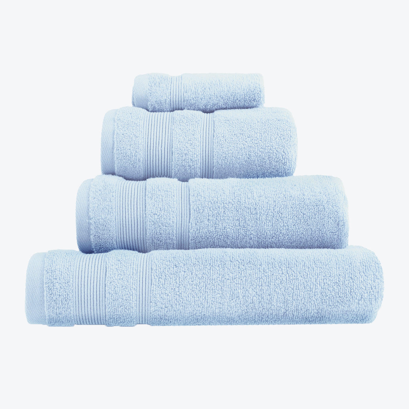 Baby Blue Egyptian Cotton Towel Bale Set - Premium Zero Twist Bathroom Towels (Hand Towel, Bath Towel, Bath Sheet, face Cloths).