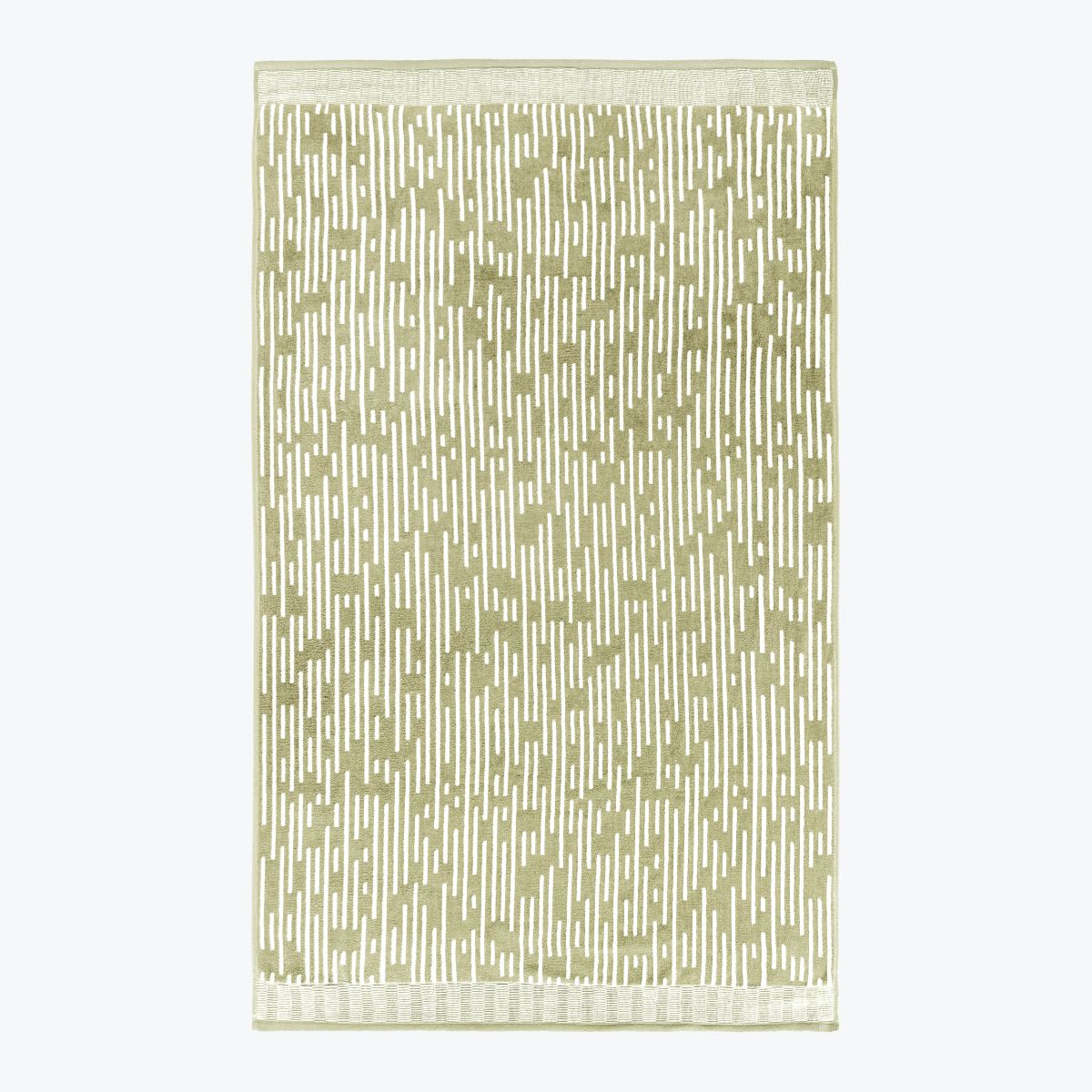 Patterned stripe towel, full spread in green.