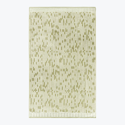 Patterned stripe towel, full spread in green.