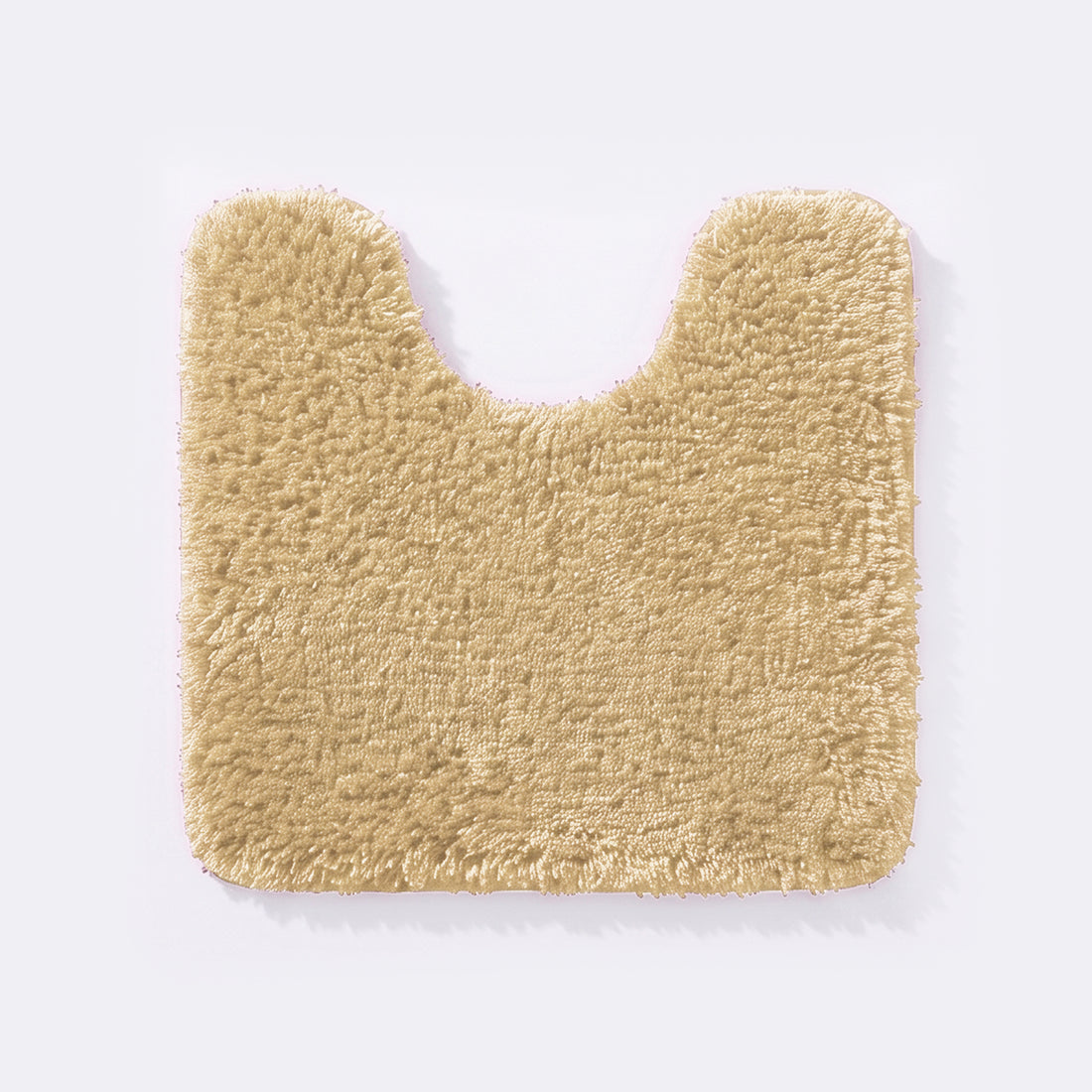Beige non slip pedestal mat for the toilet or sink basin, plush shaggy microfibre pile.