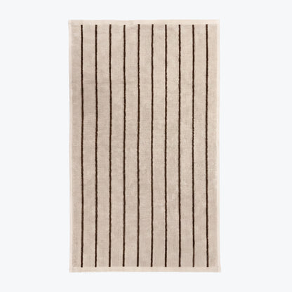 Beige and brown striped towels for the bathroom in a timeless pinstripe pattern - three sizes available for perfect coordination.