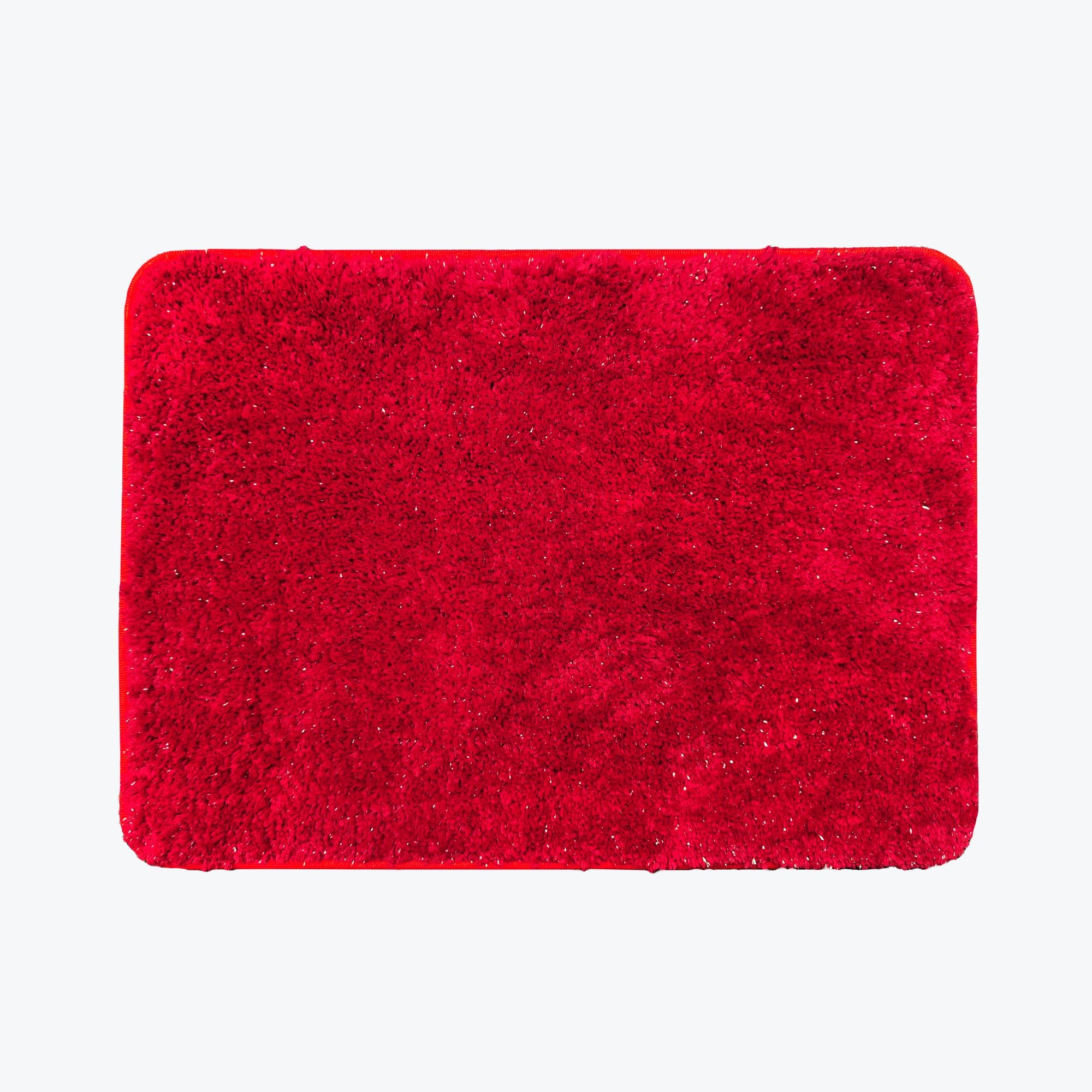 Red bath mat, small sized microfibre sparkle design.