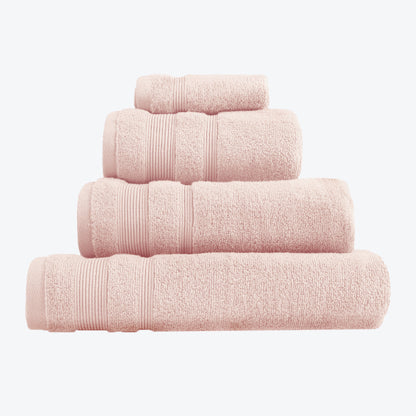 Blush pink Egyptian cotton hand towels and bath towels.