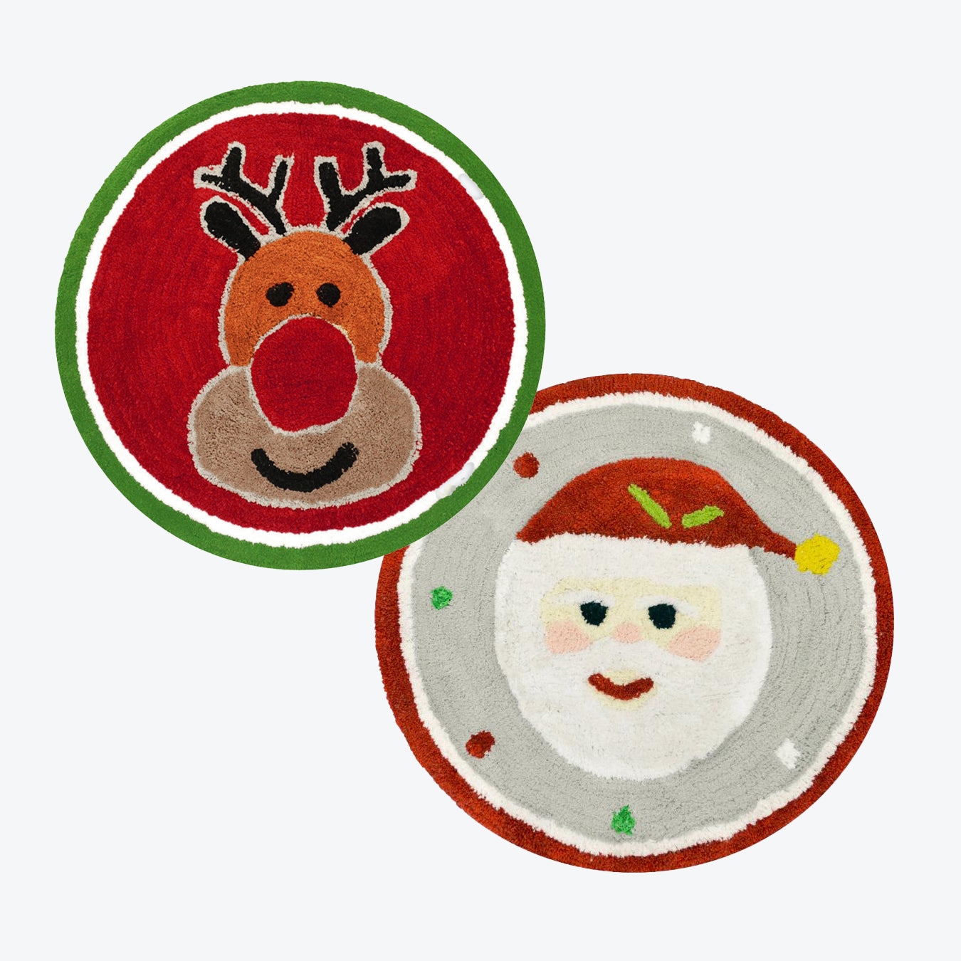 Christmas Round Bath Mat - Santa and Rudolph Rug