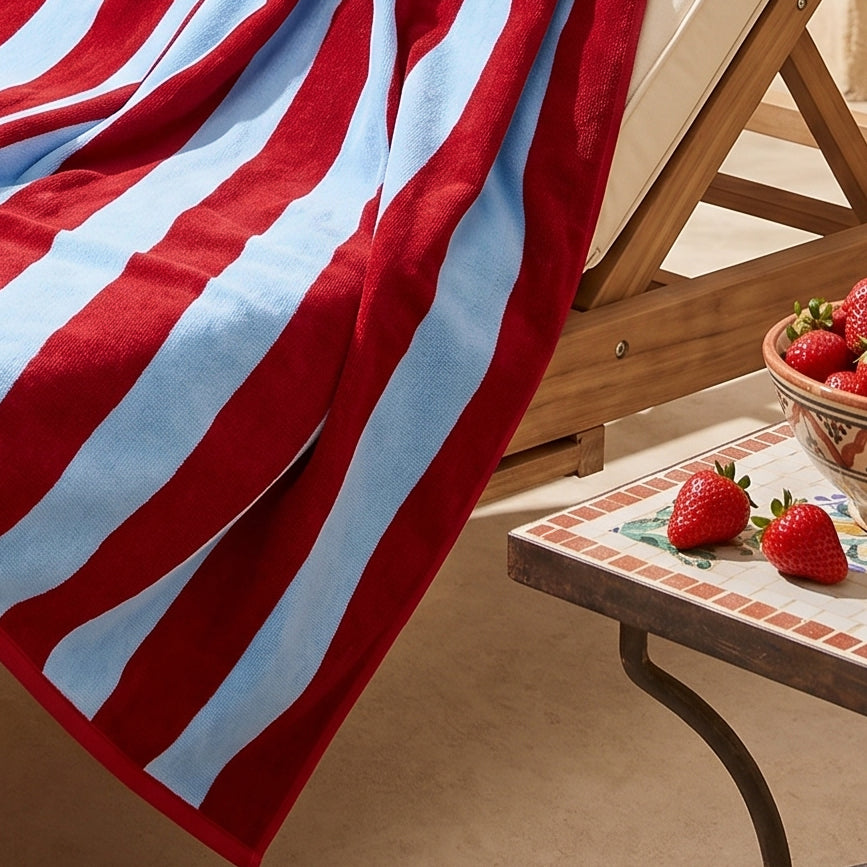 Large Organic Cotton Striped Beach Towel