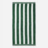 Large cabana beach towels, green/white stripe