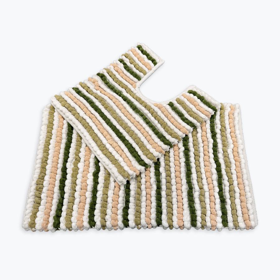 Green chunky bobble bath mat, super soft luxury bath mat set.