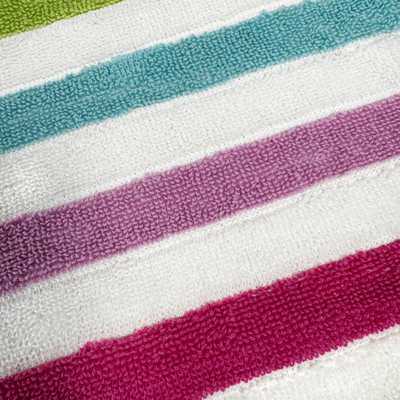 Multi colour rainbow striped towels.