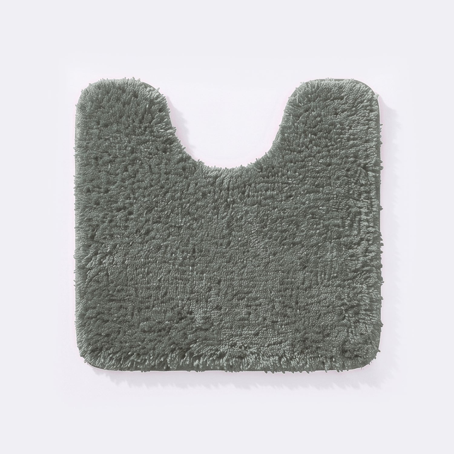 Dark grey non slip pedestal mat for the toilet or sink basin, plush shaggy microfibre pile.