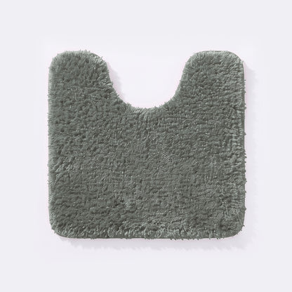 Dark grey non slip pedestal mat for the toilet or sink basin, plush shaggy microfibre pile.