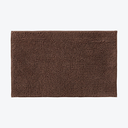 Non slip chenille bobble bath mat in chocolate brown, super soft and absorbent.