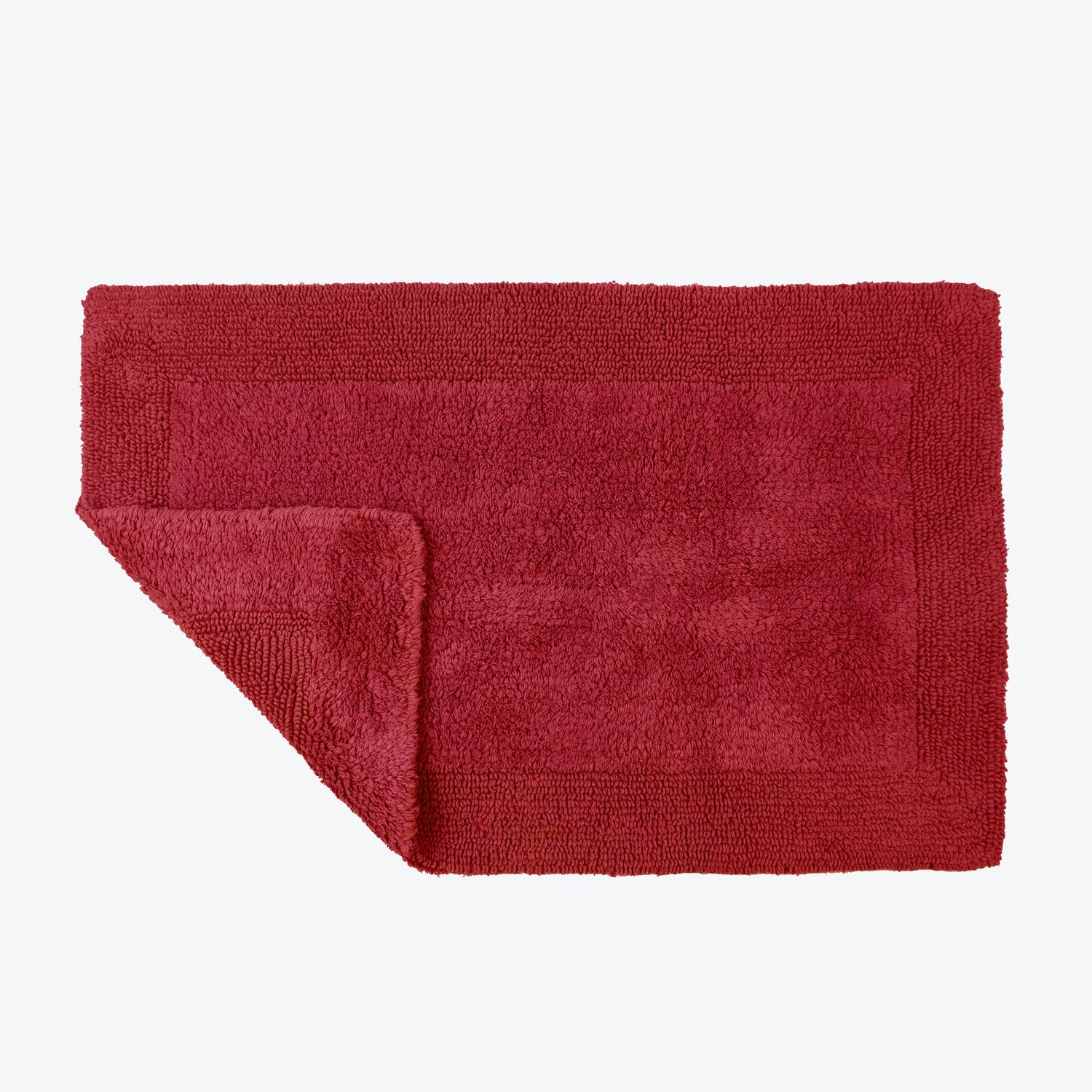 Red cranberry Reversible Cotton Large Bath Mat - Luxury Thick Bathmat