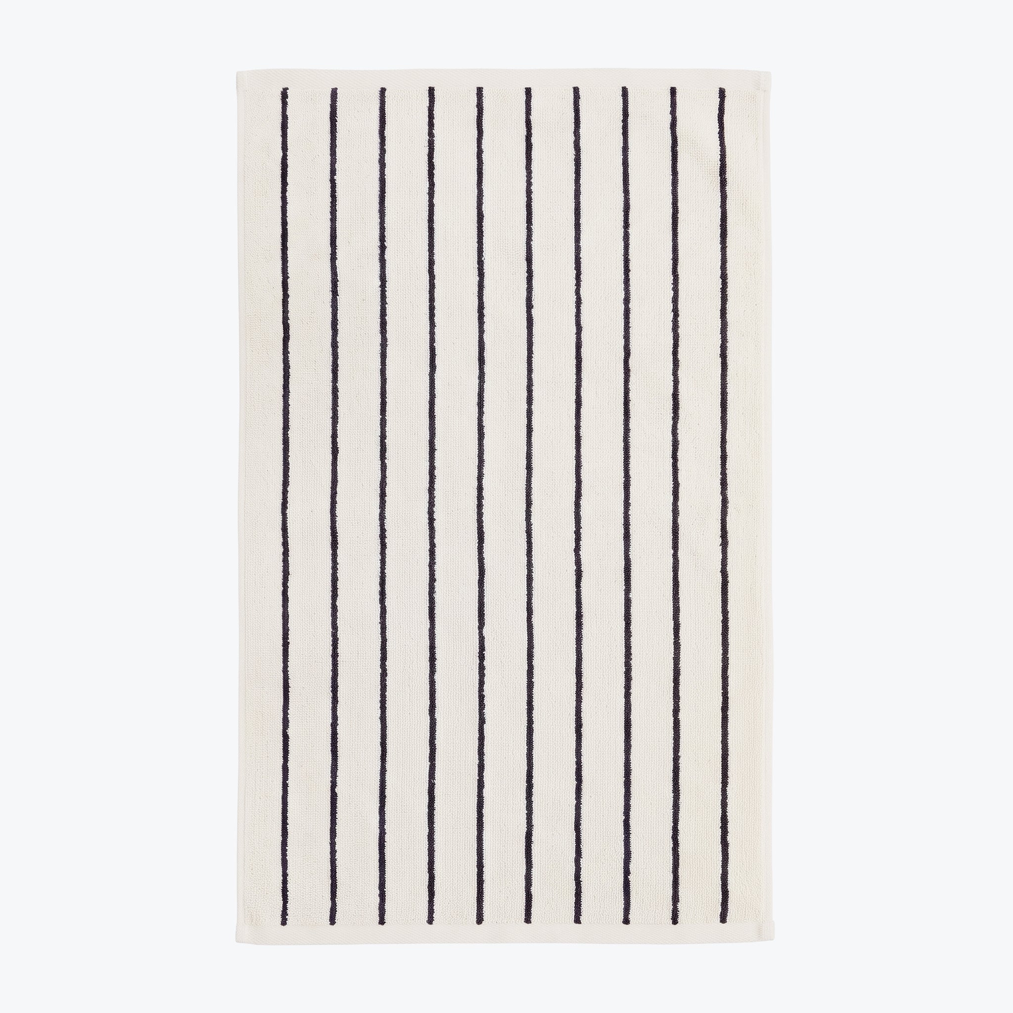 Cream and black stripe towels for the bathroom, modern timeless design for coordinated bathroom design.
