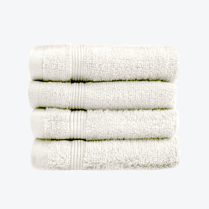 Cream Egyptian Towels 4pk Face Cloths Set- Premium Zero Twist Cotton Flannels