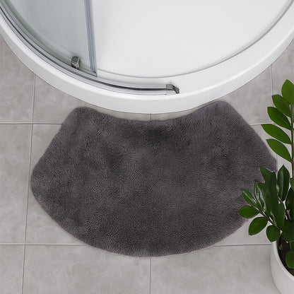 Grey curved bath mat for a round shower unit - made from 100% cotton.