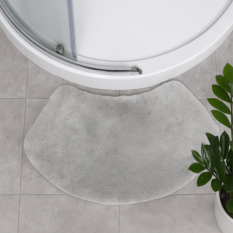 Silver grey curved shower mat for curved shower cubicles - made from 100% cotton.