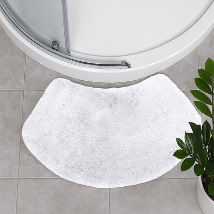 White curved bath mat for shower units - made from 100% cotton.